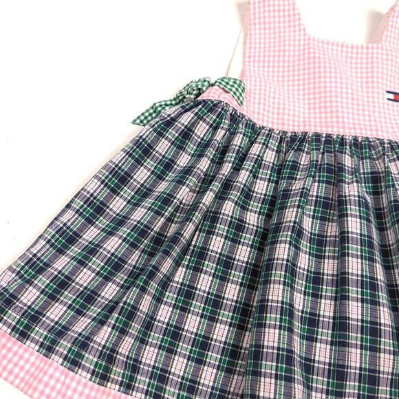 Vtg Tommy Hilfiger Dress Baby Girls Sz 6-9m Colorblock Plaid Pinafore Preppy - Picture 4 of 7